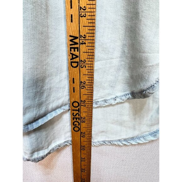 NWT DKNY Jeans Womens Blouse Small Light Washed Blue Denim Long Sleeve Pintuck - Picture 9 of 13